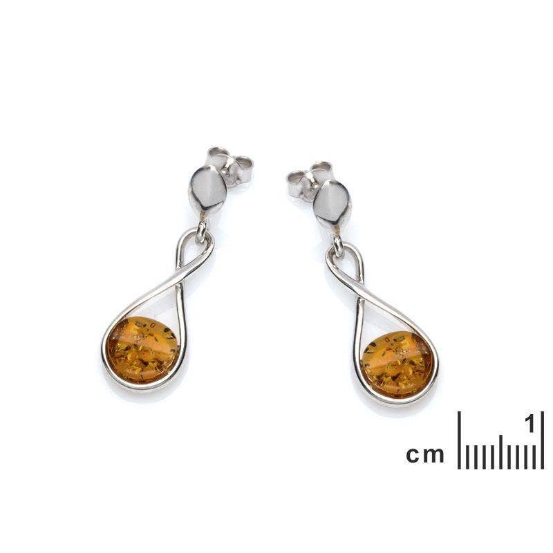 Runde Ohrhänger aus Cognac-Bernstein, Sterlingsilber