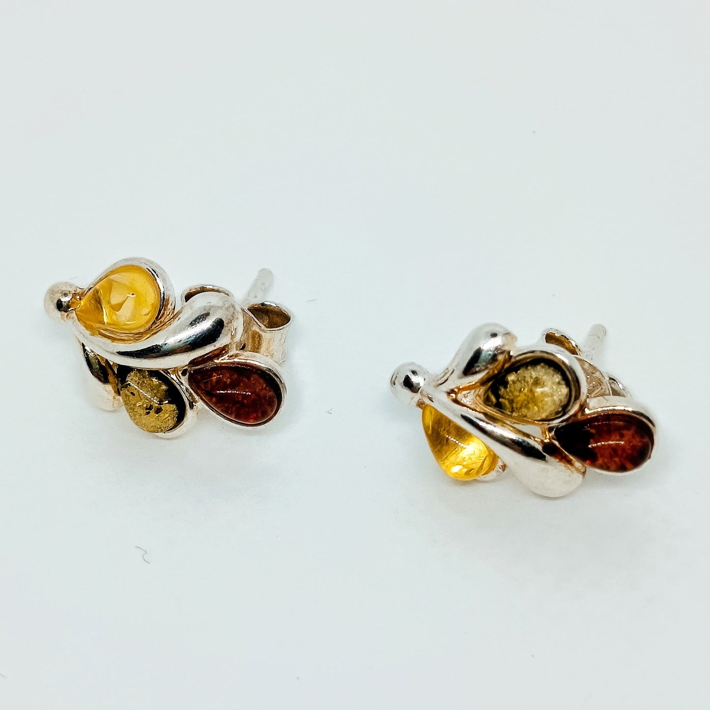 Hängeohrringe, 925 Silber mit Bernstein