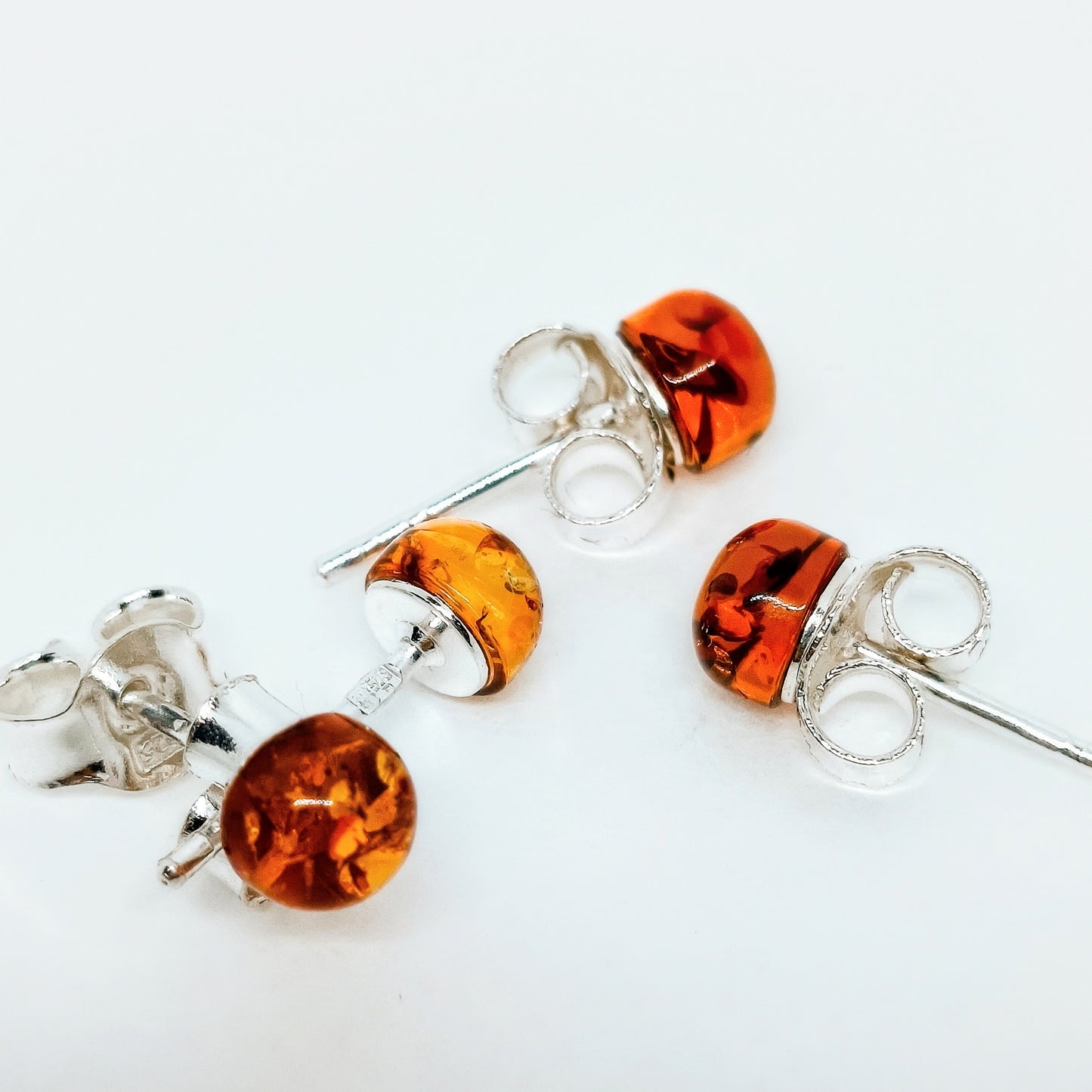 Braune Bernstein-Ohrstecker Jana, 925 Silber