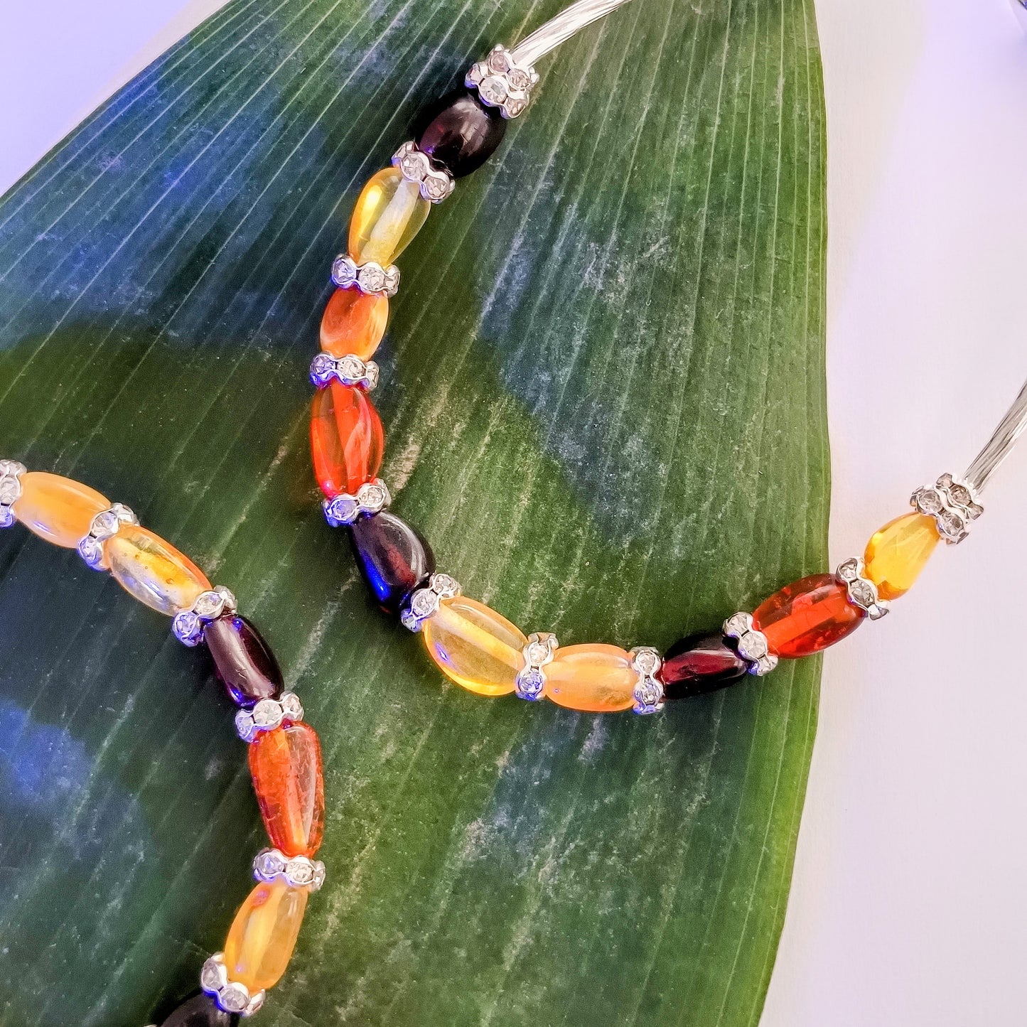 Bernsteinarmband mit Zirkonia-Applikationen