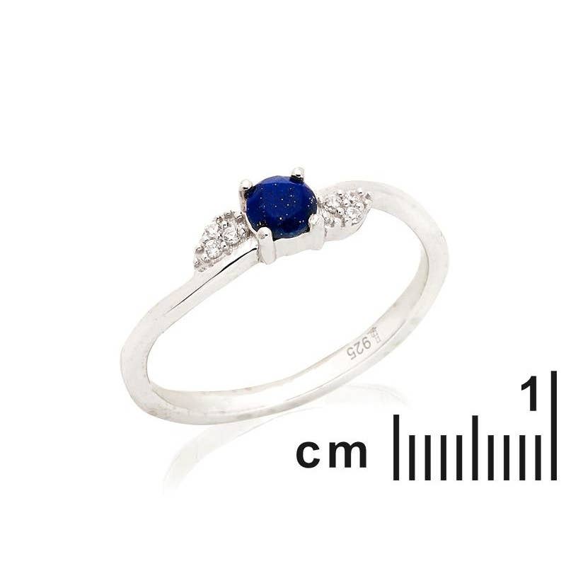 Ring mit natürlichem blauem Lapislazuli aus rhodiniertem 925 Sterlingsilber