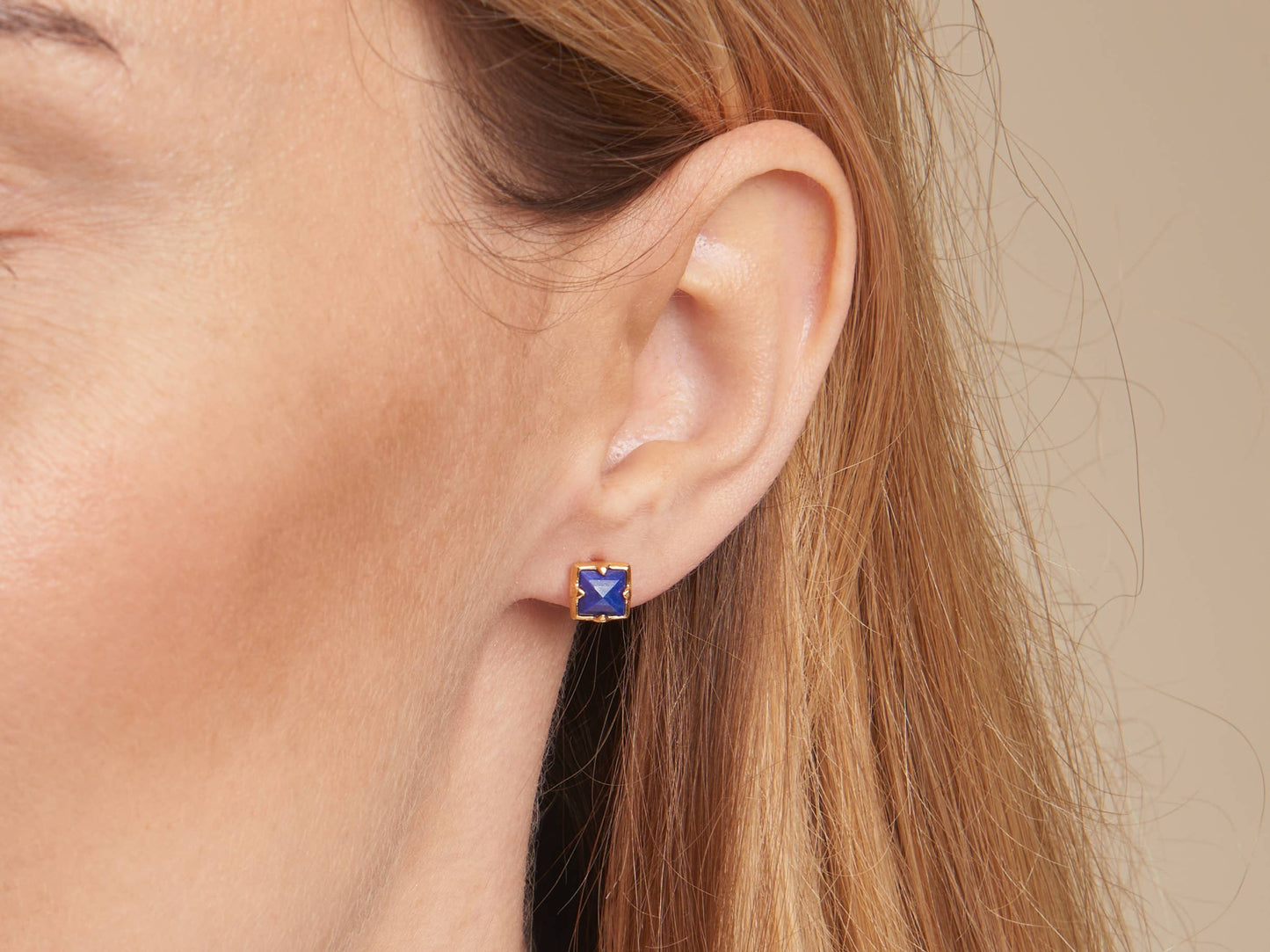 Lapis lazuli earrings, 925 silver gold-plated