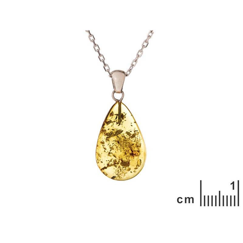 Cognac-Tropfenanhänger aus Bernstein, 925er Silber