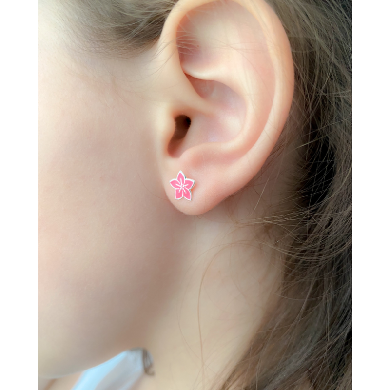 Hawaiianischer Rosen-Ohrring, 925er-Silber