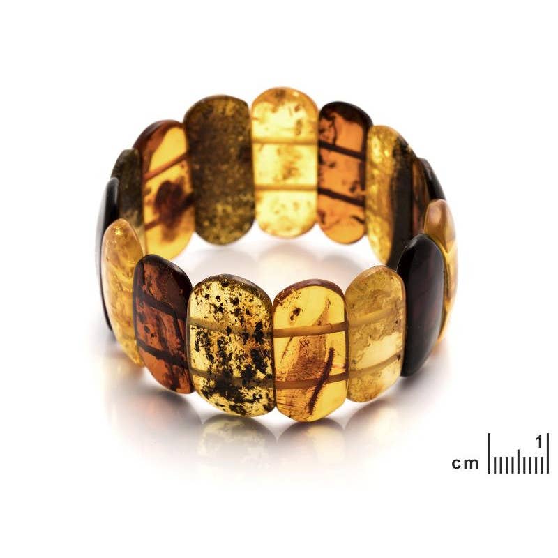 Mehrfarbiges Bernsteinplattenarmband, 21 cm