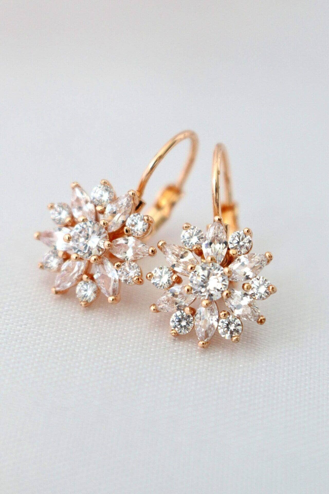 Diamant-Blumen, 18K Huggie Hoops