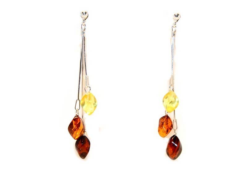 Mehrfarbige Bernstein-Ohrringe mit 925 Sterling Silber