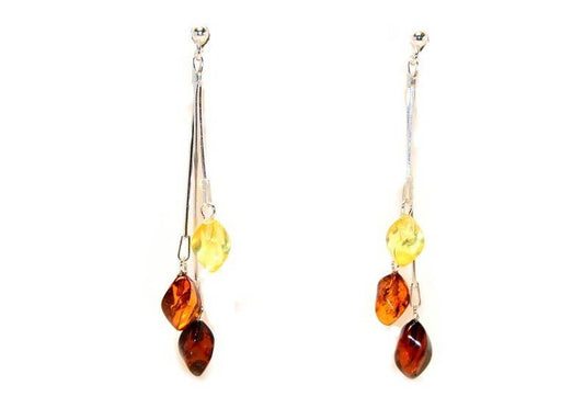 Mehrfarbige Bernstein-Ohrringe mit 925 Sterling Silber