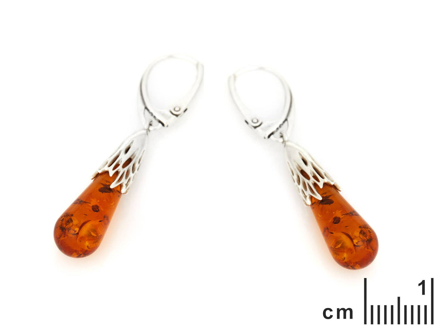 Ohrringe mit natürlichem Cognac-Bernstein, Sterlingsilber