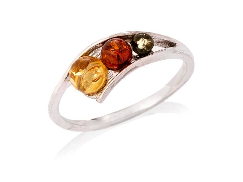 Silver ring 925 Trio with Baltic amber