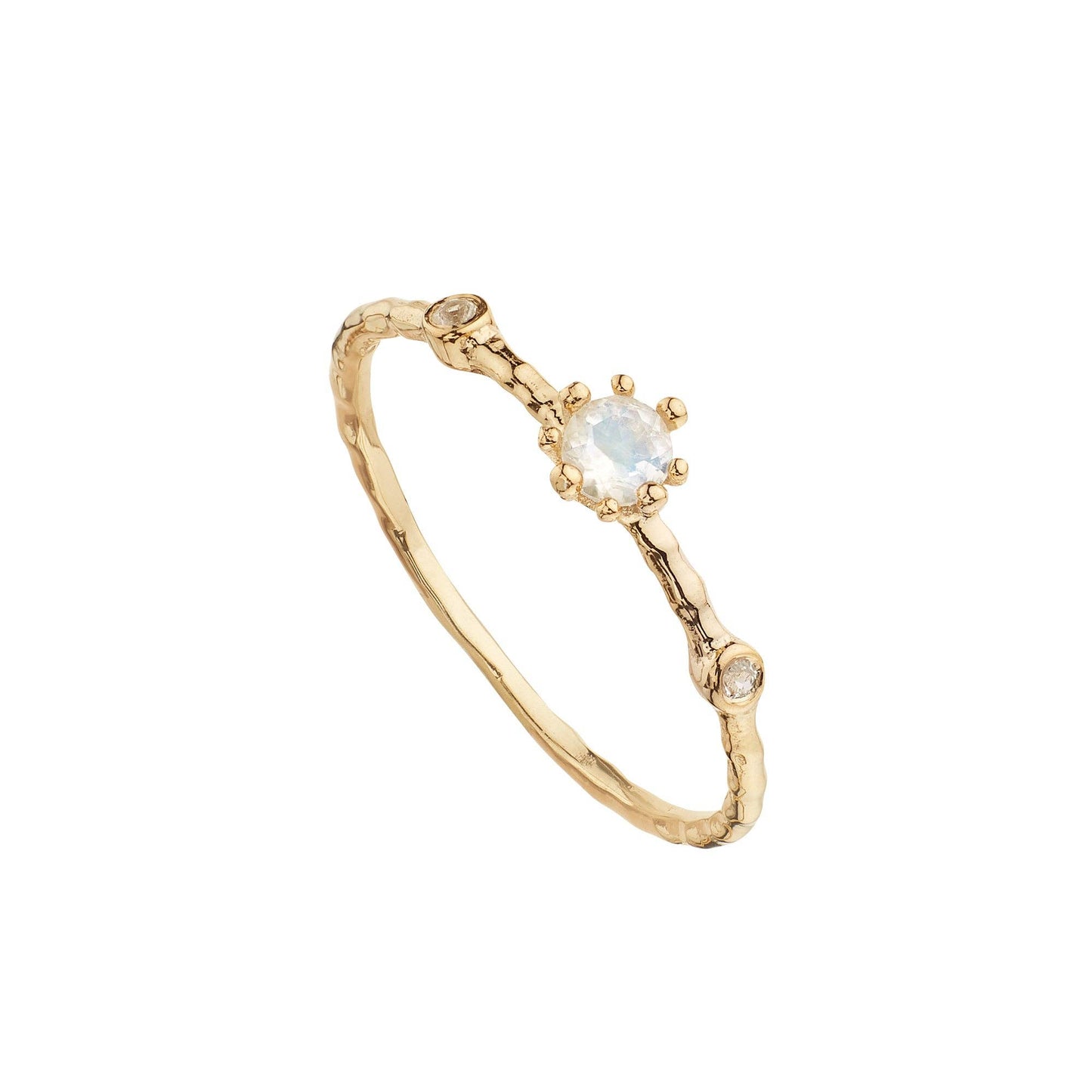 Gold-plated silver ring with blue and white topaz