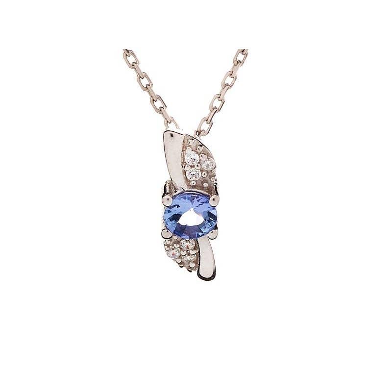Runder blauer Tansanit-Anhänger, Sterlingsilber, Höhe 1,4 cm