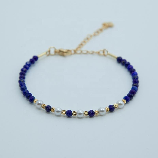 Lapis-Lazuli-Armband mit facettierten Perlen zwischen 3 & 4 mm
