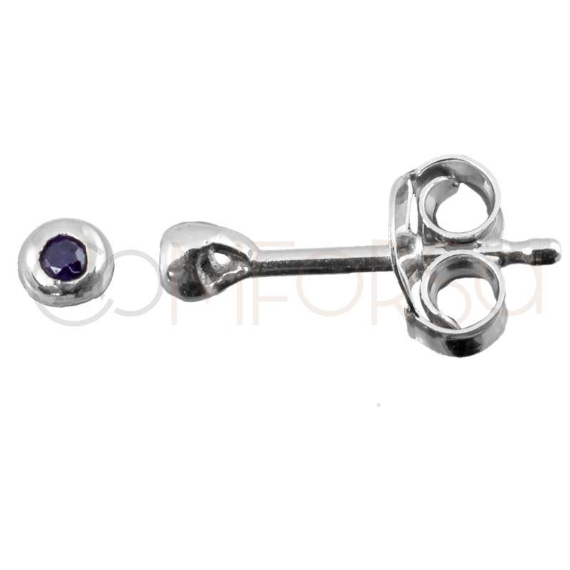 Boucles d'oreilles Chaton 2MM lilas argent 925