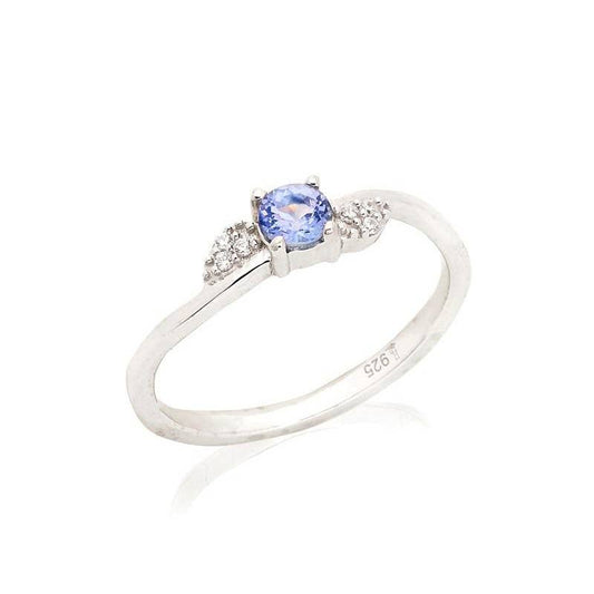 Ring mit natürlichem blauem Tansanit aus rhodiniertem Sterlingsilber