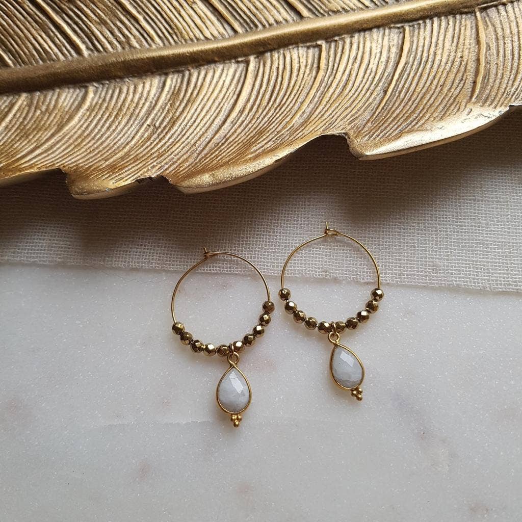 Boucles d'oreilles Pipa, avec pierre de lune