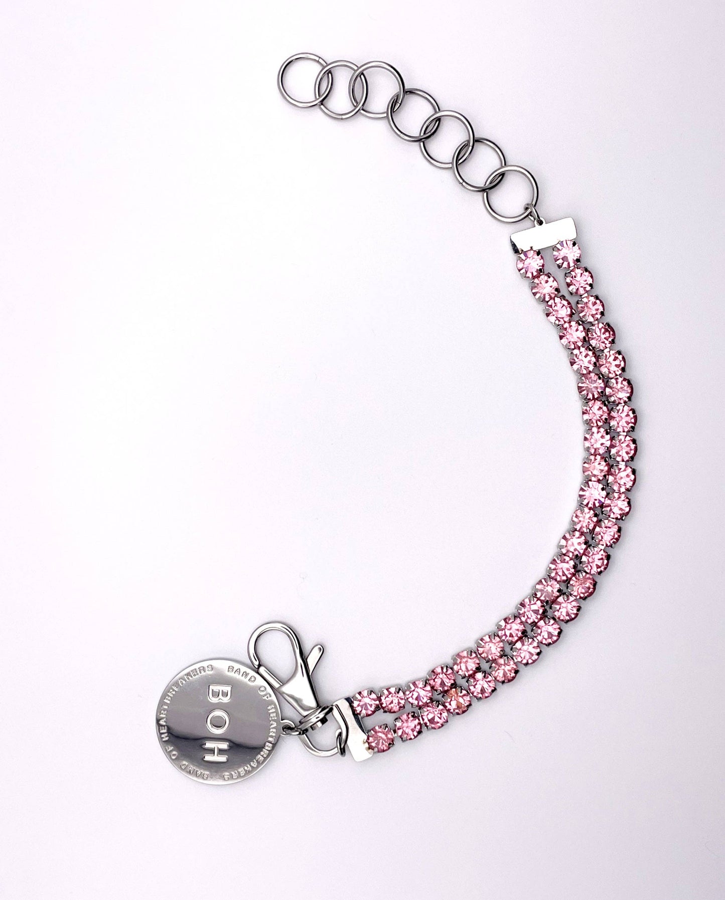 Luxury double row necklace with pink diamond crystals