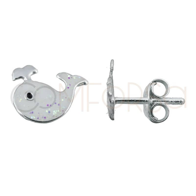 Boucle d'oreille baleine scintillante, 9X7 mm, 9X7 mm, argent 925