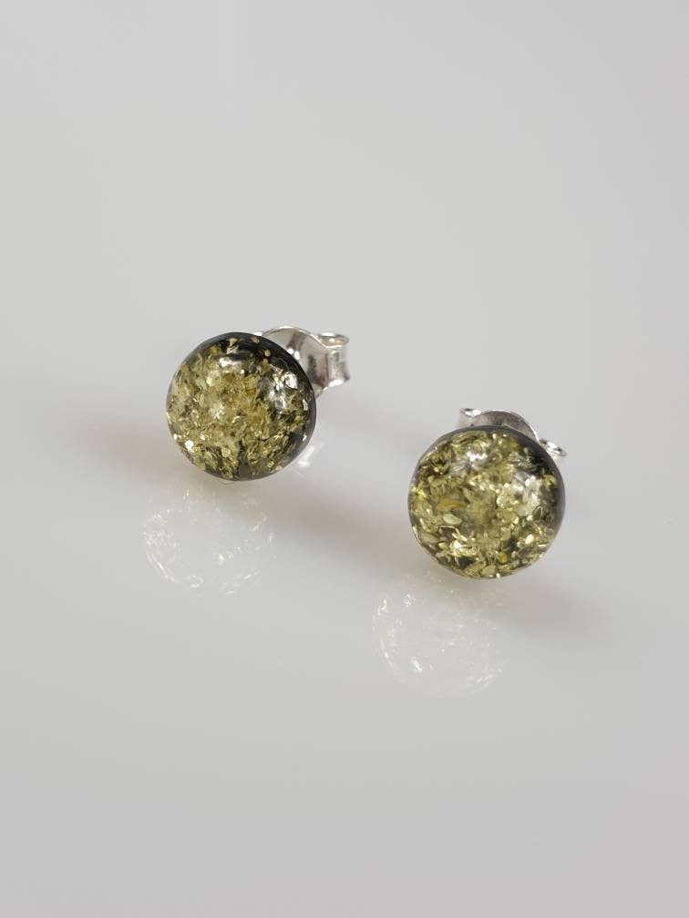 Green amber earrings