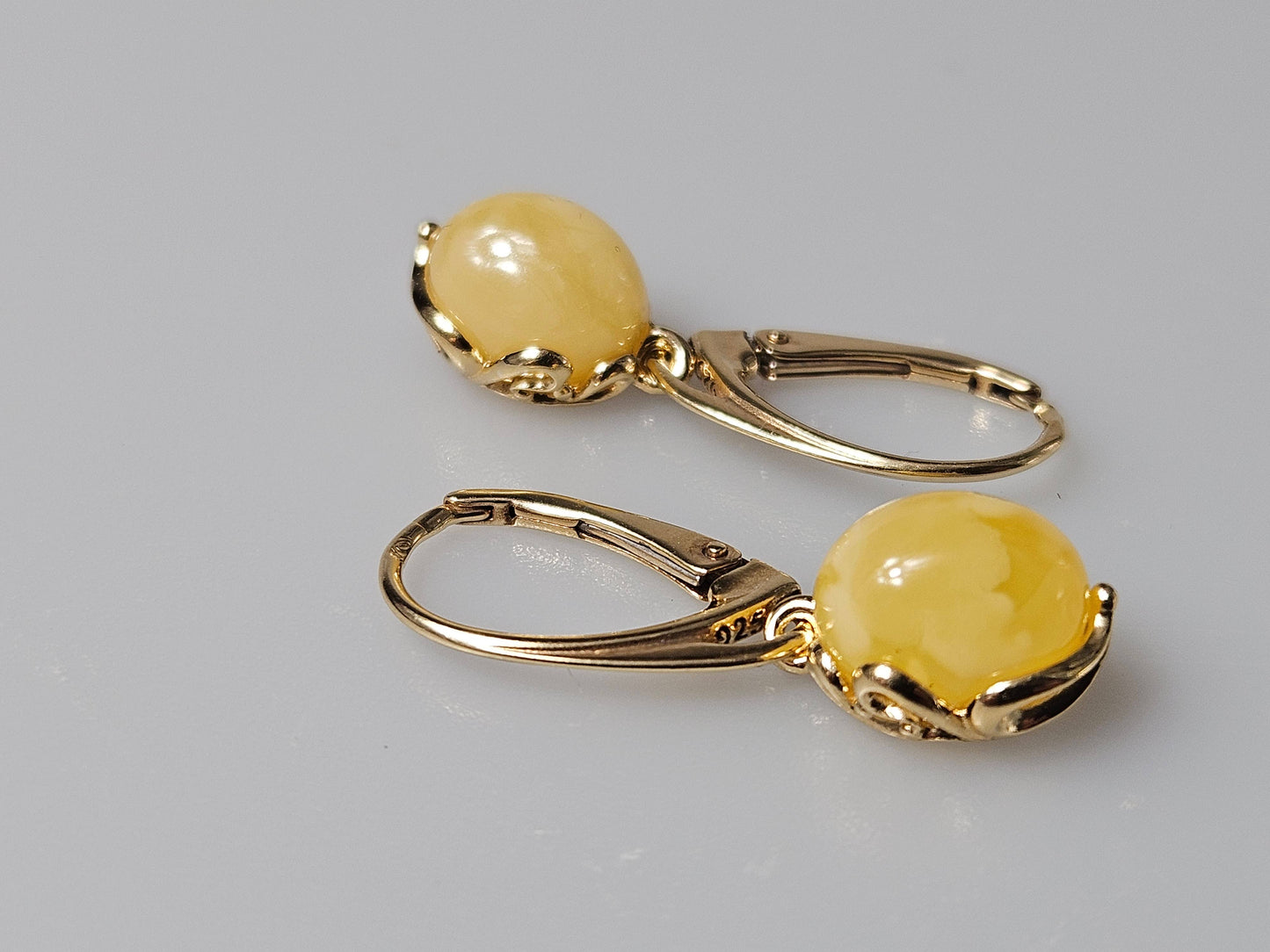 White Baltic amber earrings