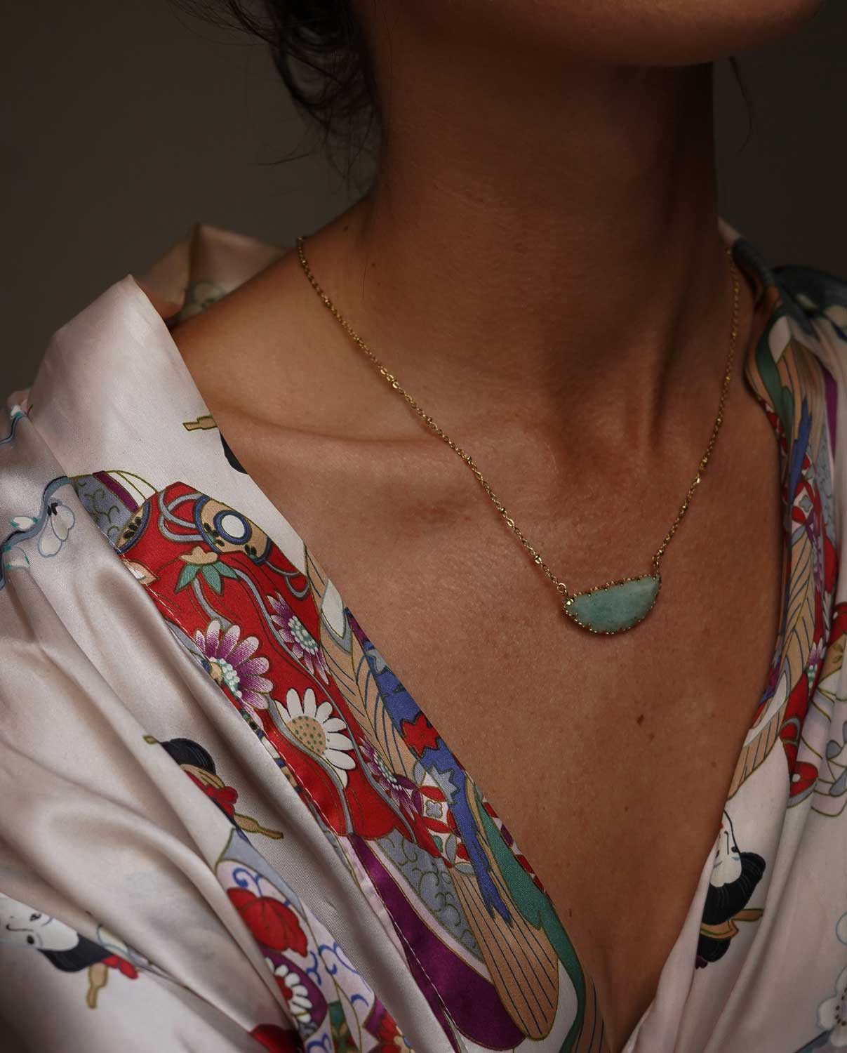 Collier avec pendentif Amazonite, réglable