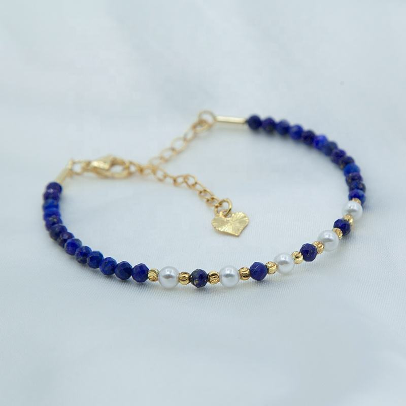 Lapis-Lazuli-Armband mit facettierten Perlen zwischen 3 & 4 mm