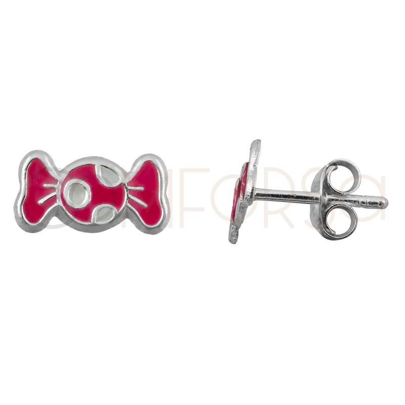 Boucle d'oreille Bonbon Rose 8,5 x 4,5 mm Argent 925