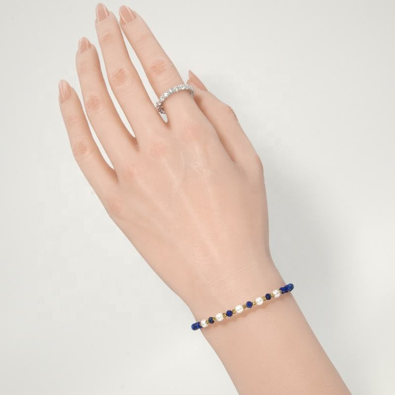 Lapis-Lazuli-Armband mit facettierten Perlen zwischen 3 & 4 mm