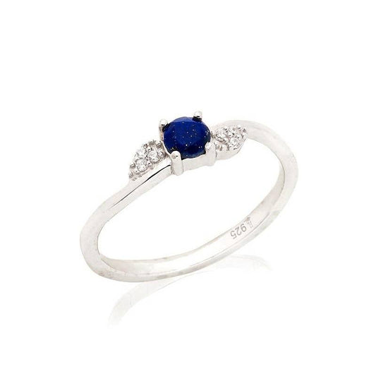 Ring mit natürlichem blauem Lapislazuli aus rhodiniertem 925 Sterlingsilber