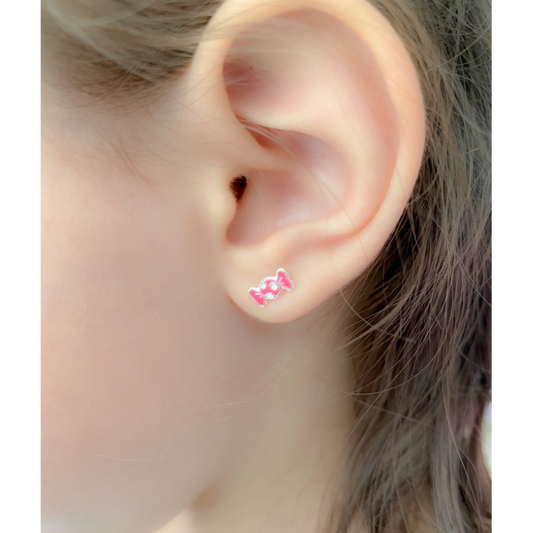 Boucle d'oreille Bonbon Rose 8,5 x 4,5 mm Argent 925