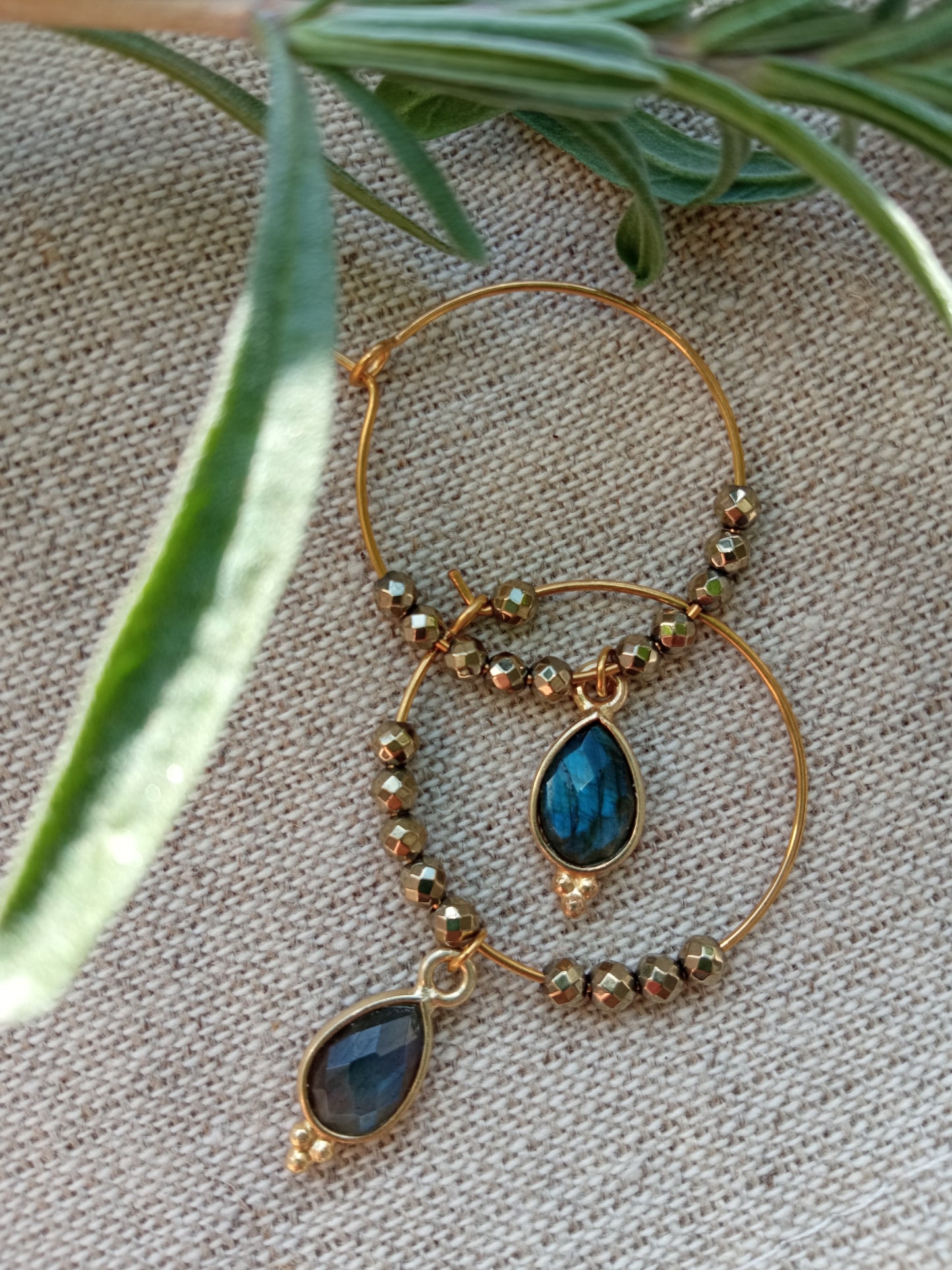 Earrings Pipa, with labradorite