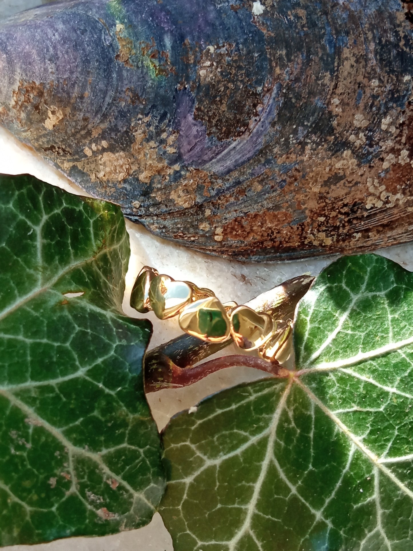 Gold plated ring, hearts