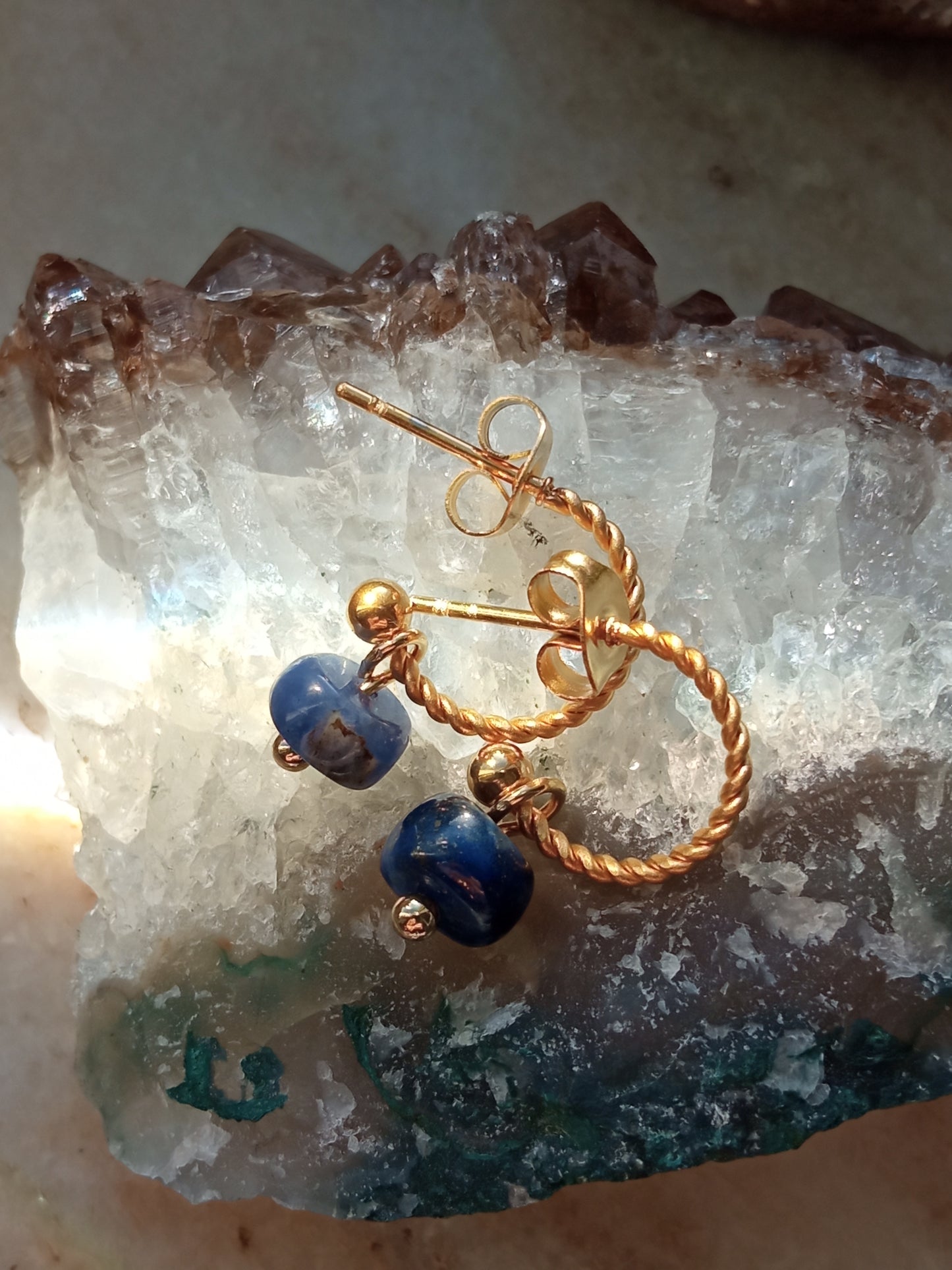 Créoles "Fame", avec lapis-lazuli