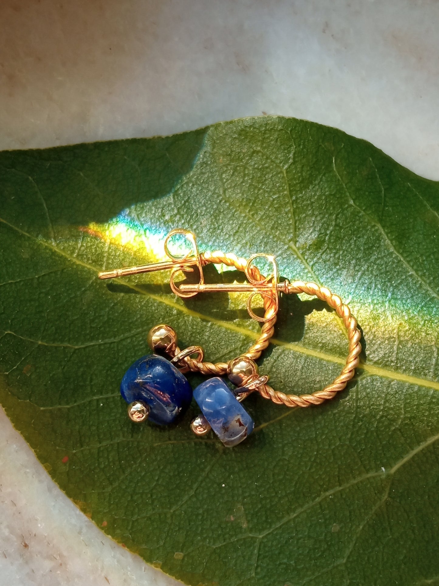 Hoop earrings "Fame", with lapis lazuli