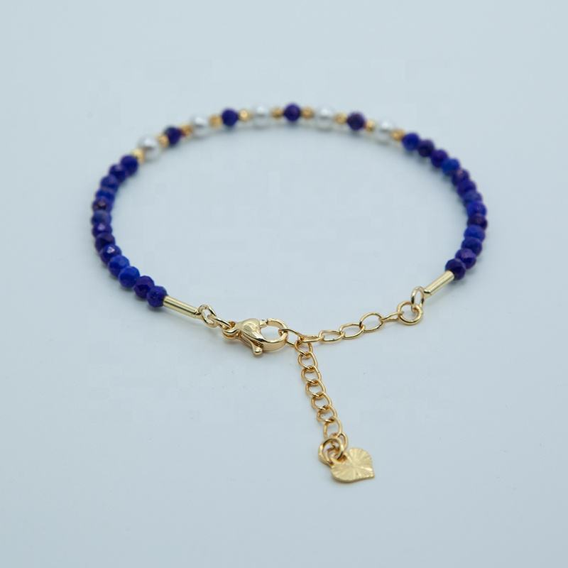 Lapis-Lazuli-Armband mit facettierten Perlen zwischen 3 & 4 mm