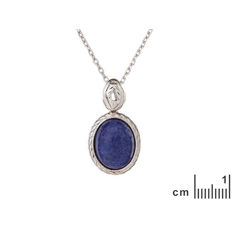 Blauer Lapislazuli-Anhänger, 925 Antiksilber, 1,2+0,6 cm
