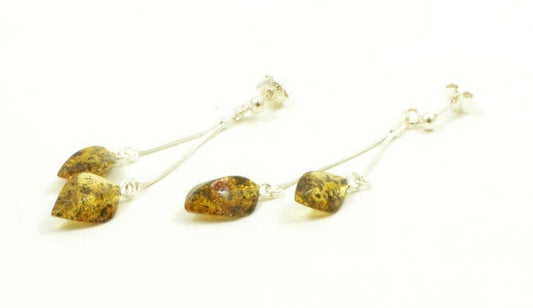 Grüne Bernstein-Ohrhänger mit 925 Sterling Silber