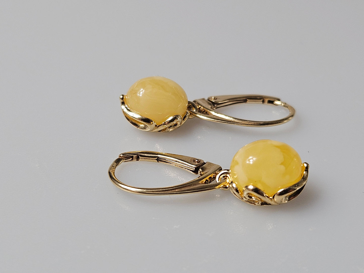 White Baltic amber earrings