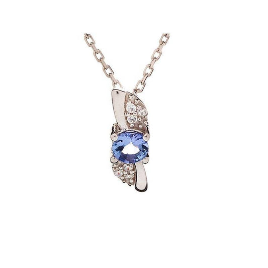 Runder blauer Tansanit-Anhänger, Sterlingsilber, Höhe 1,4 cm