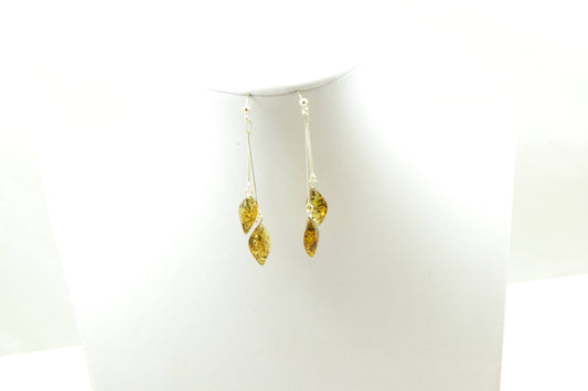 Grüne Bernstein-Ohrhänger mit 925 Sterling Silber