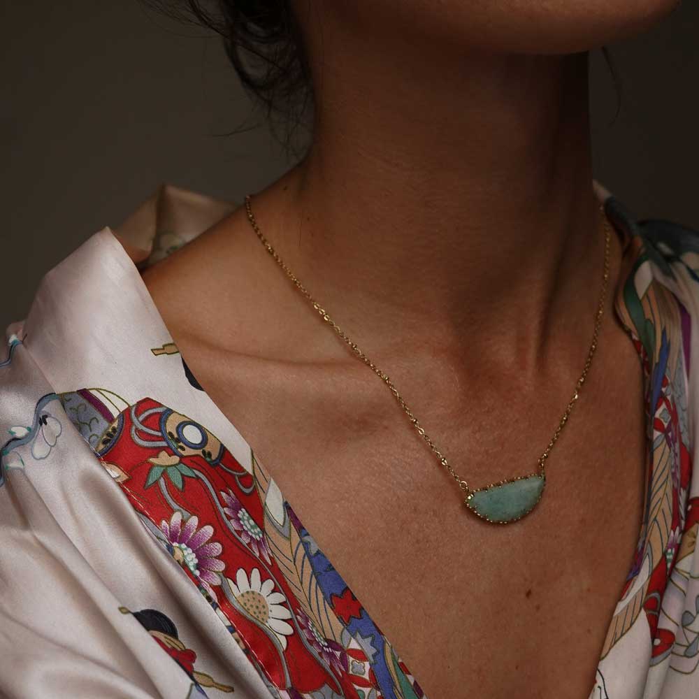 Collier avec pendentif Amazonite, réglable