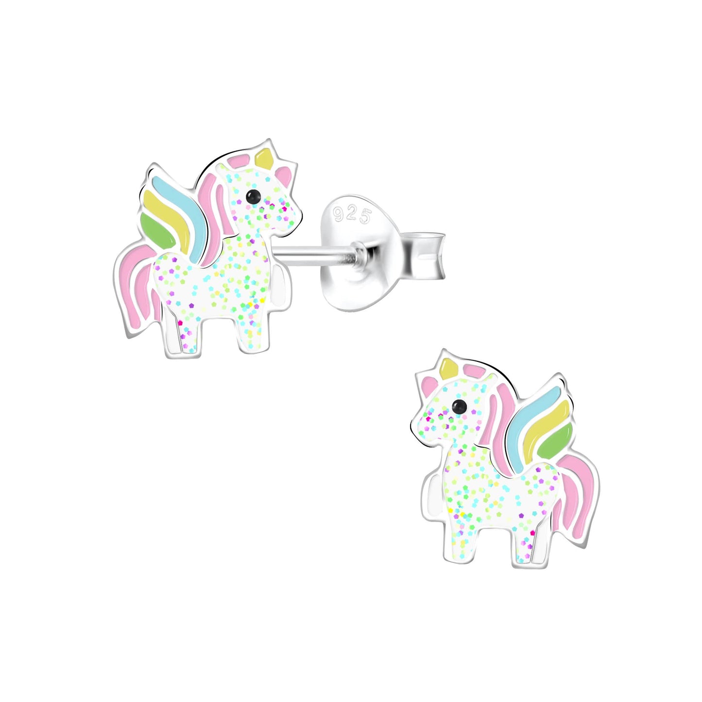 Stud earrings unicorn mini pastel, with GLITTER