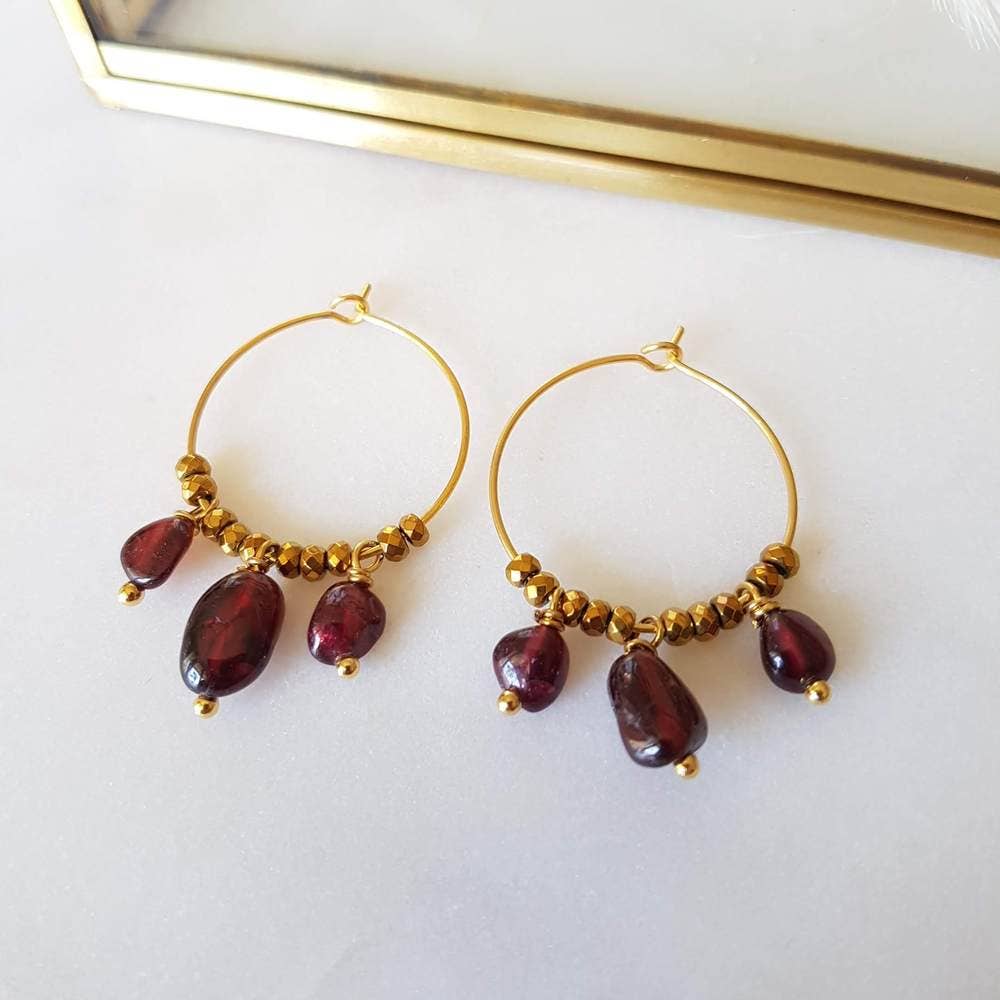 Boucles d'oreilles Lou grenat