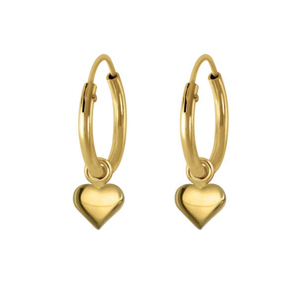 Hoop earrings, heart gold plated