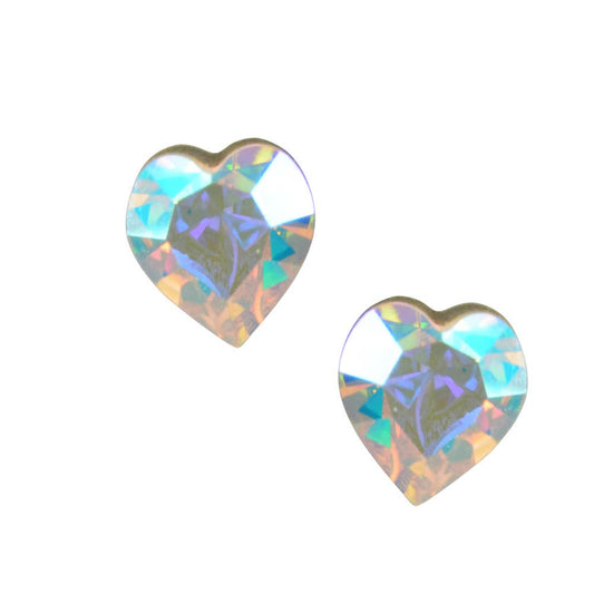 Boucles d'oreilles puces coeur cristal