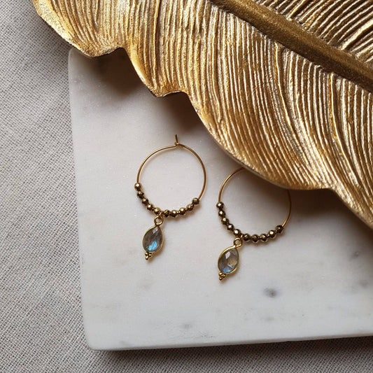 Earrings Pipa, with labradorite