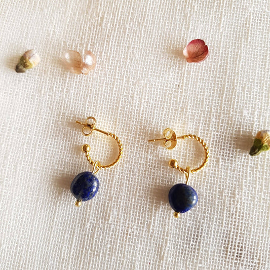 Hoop earrings "Fame", with lapis lazuli