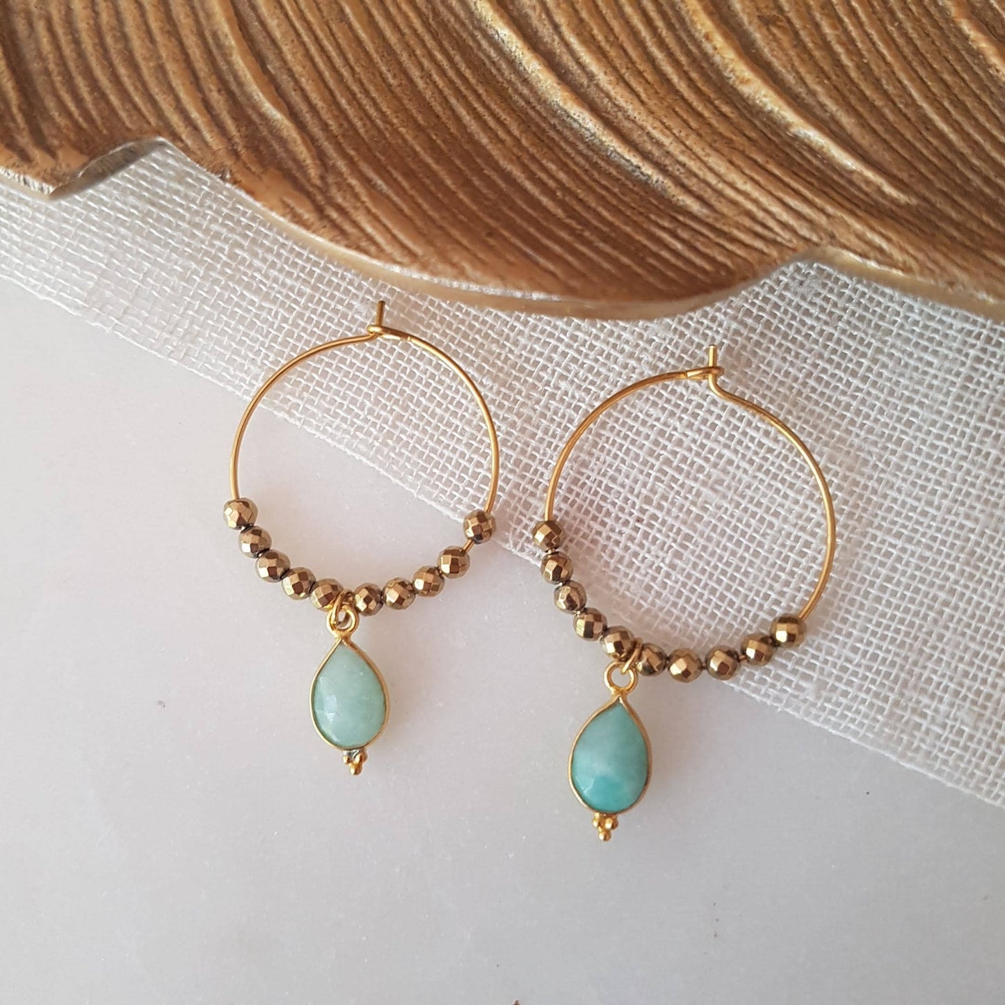 Earrings Pipa, with Amazonite